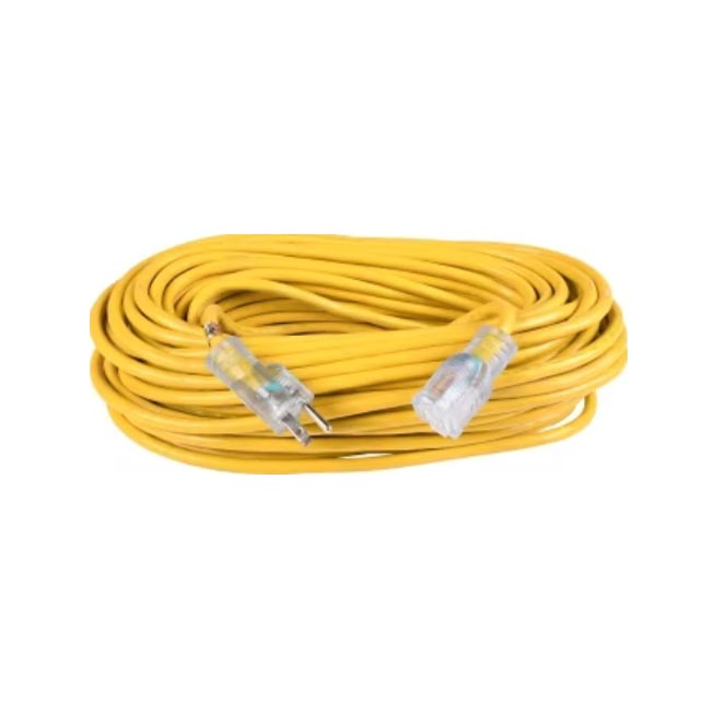 100 ft yellow extension cord for rent at Winnipeg Tent Rental