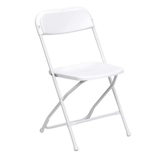 White Folding Chairs for events - available for rent through Winnipeg Tent Rental